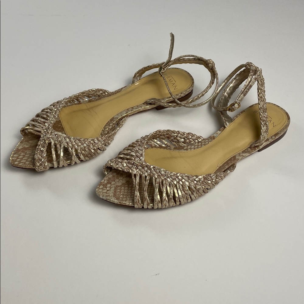 ALEXANDRE BIRMAN Agatha Flat Sandals Metallic Gold Leather. 39.5. - Picture 6 of 14
